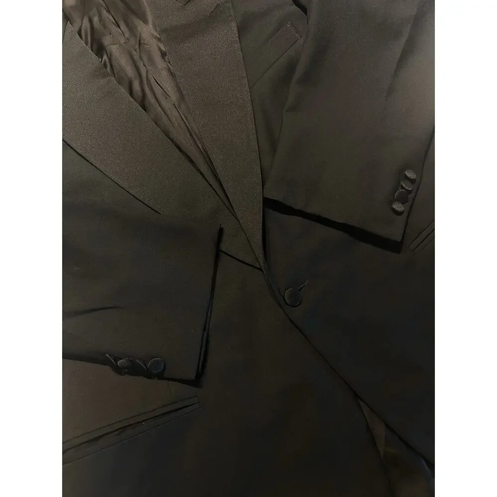 Vintage Ermenegildo Zegna Tuxedo Jacket 42R Black Formal Designer - Picture 8 of 16